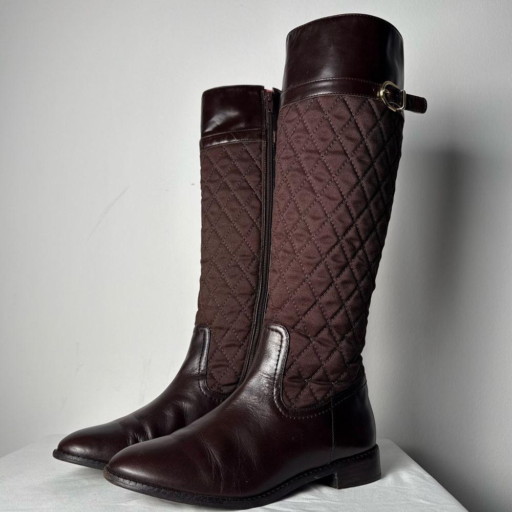 Lilly Pulitzer Riding Boots Leather – Palm Beach Brown Quilted – Women’s Size 6